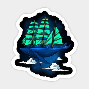 Whale sailboat Sticker